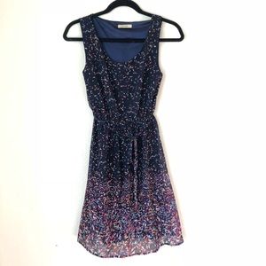 Navy printed sleeveless dress